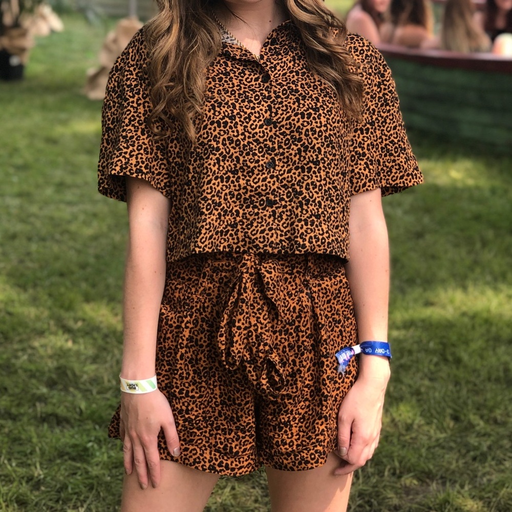 Topshop Cheetah Matching Shorts/Top Set